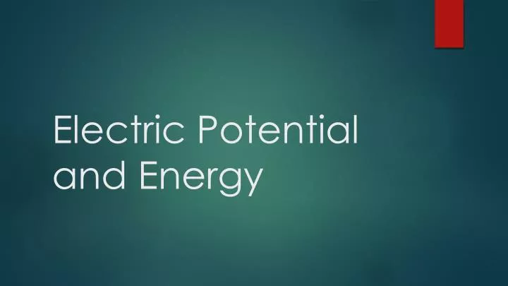 electric potential and energy