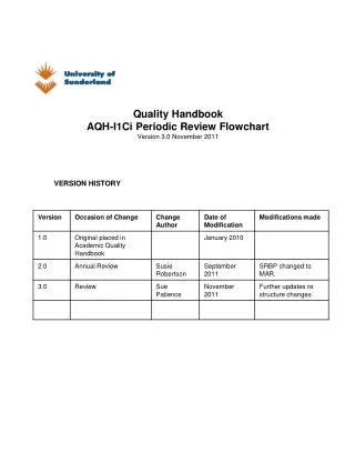 Quality Handbook AQH-I1Ci Periodic Review Flowchart Version 3.0 November 2011