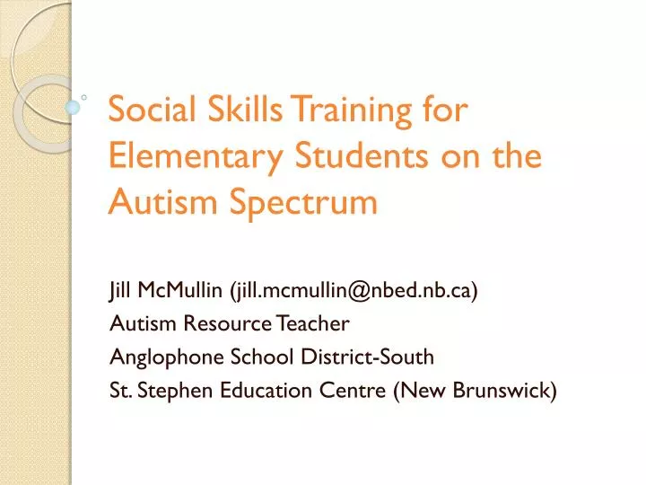 social skills training for elementary students on the autism spectrum