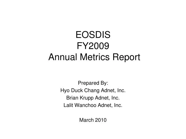 eosdis fy2009 annual metrics report