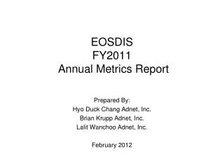 EOSDIS FY2011 Annual Metrics Report