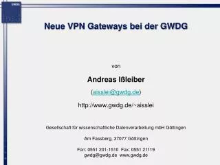 Neue VPN Gateways bei der GWDG