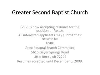 Greater Second Baptist Church