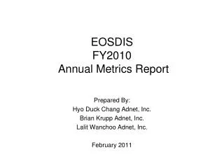 EOSDIS FY2010 Annual Metrics Report