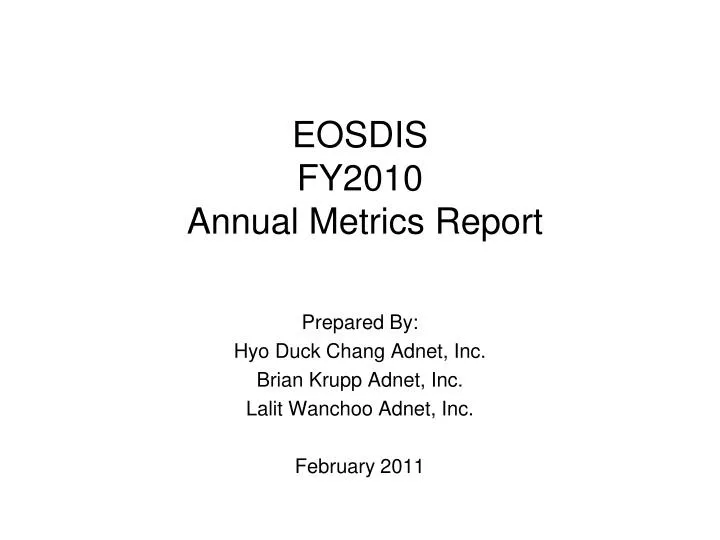 eosdis fy2010 annual metrics report