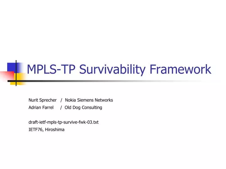 mpls tp survivability framework