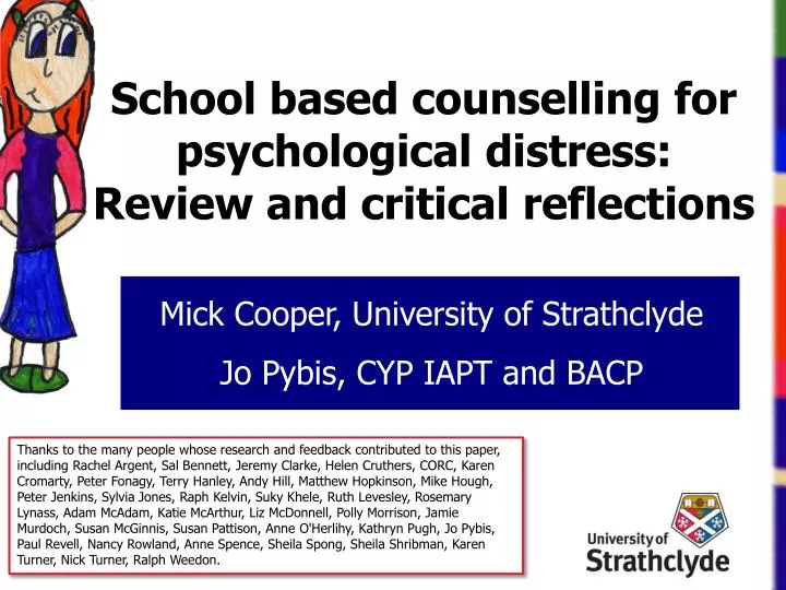 school based counselling for psychological distress review and critical reflections