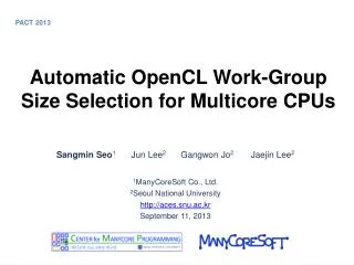 Automatic OpenCL Work-Group Size Selection for Multicore CPUs