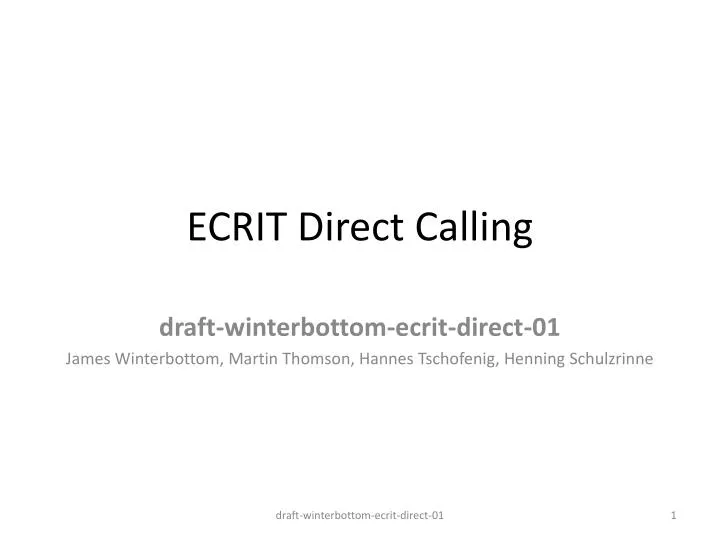 ecrit direct calling