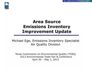 Area Source Emissions Inventory Improvement Update