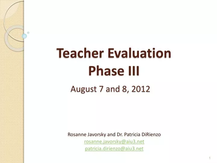 teacher evaluation phase iii august 7 and 8 2012