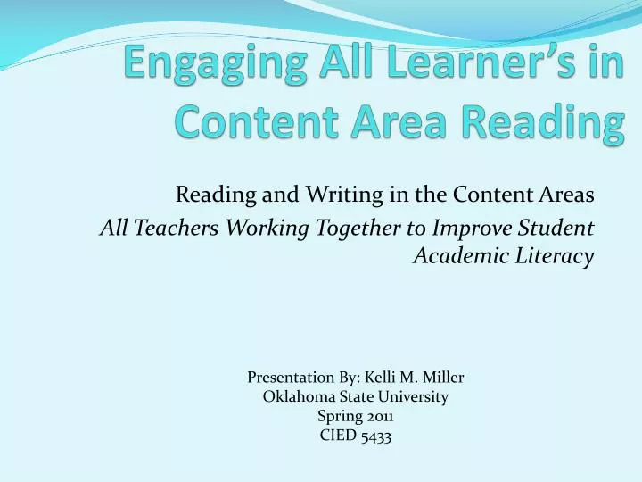 engaging all learner s in content area reading