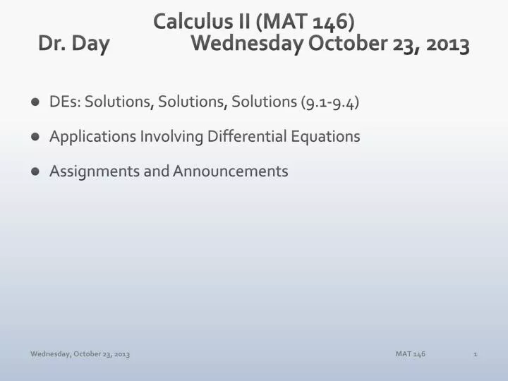 calculus ii mat 146 dr day wednes day october 23 2013
