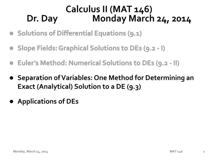 calculus ii mat 146 dr day monday march 24 2014