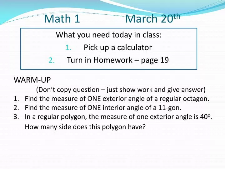 math 1 march 20 th