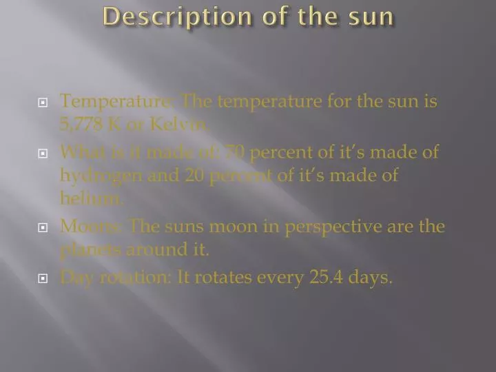description of the sun