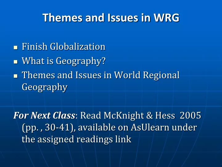 themes and issues in wrg