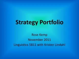 Strategy Portfolio