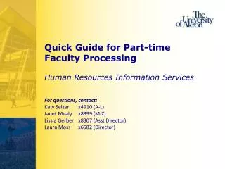 Quick Guide for Part-time Faculty Processing