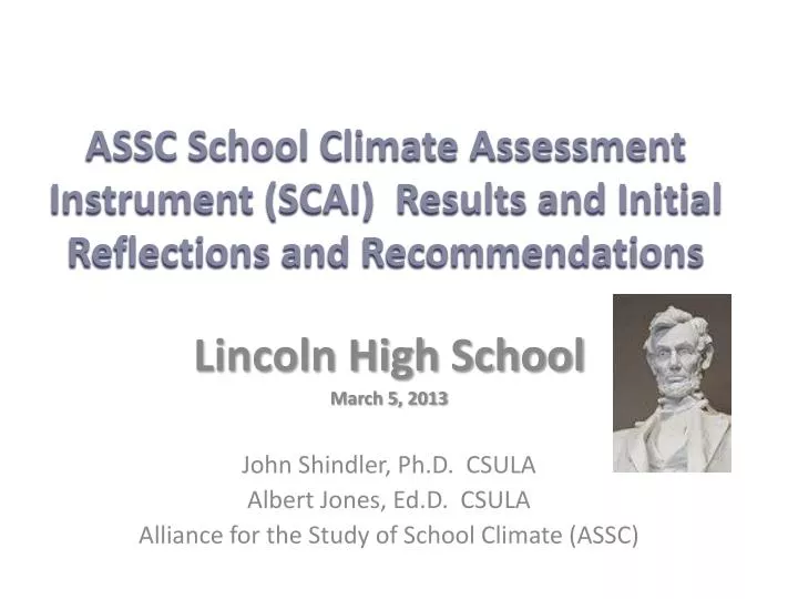 assc school climate assessment instrument scai results and initial reflections and recommendations