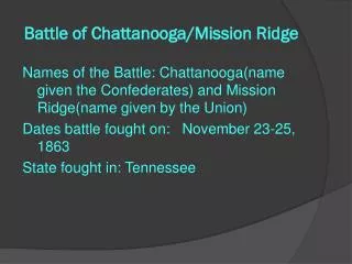 Battle of Chattanooga/Mission Ridge