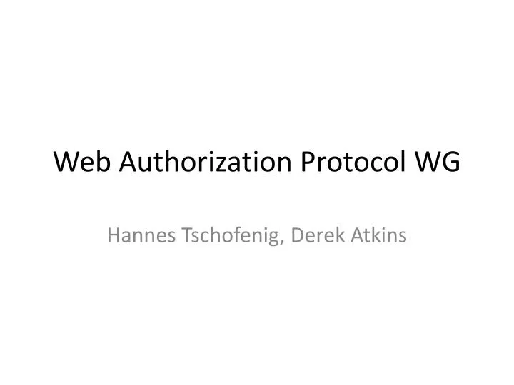 web authorization protocol wg