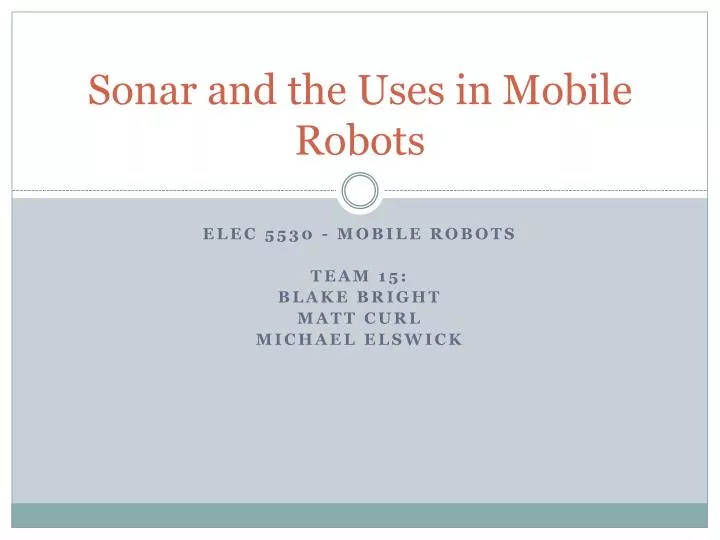 sonar and the uses in mobile robots