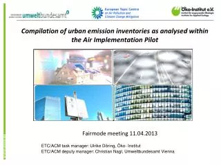 Compilation of urban emission inventories as analysed within the Air Implementation Pilot