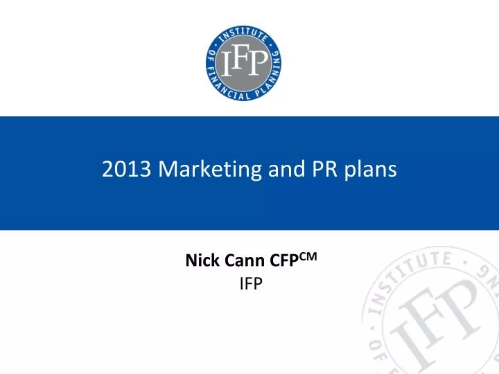 2013 marketing and pr plans