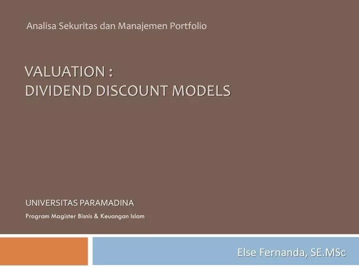 valuation dividend discount models