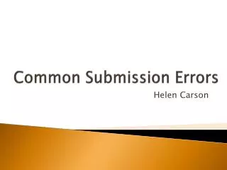 Common Submission Errors