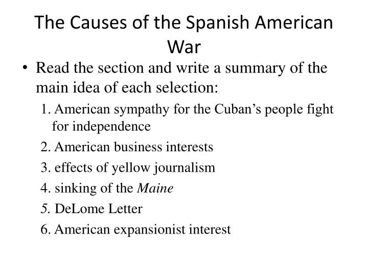 the causes of the spanish american war