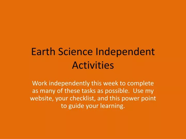 earth science independent activities