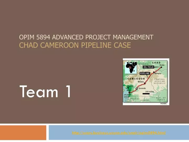 opim 5894 advanced project management chad cameroon pipeline case