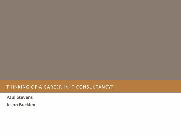 thinking of a career in it consultancy