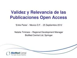 validez y relevancia de las publicaciones open access