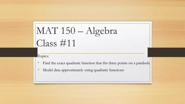 mat 150 algebra class 11