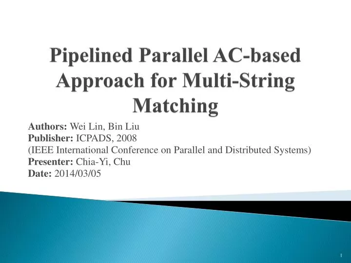 pipelined parallel ac based approach for multi string matching