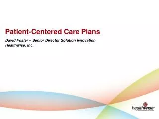 Patient-Centered Care Plans