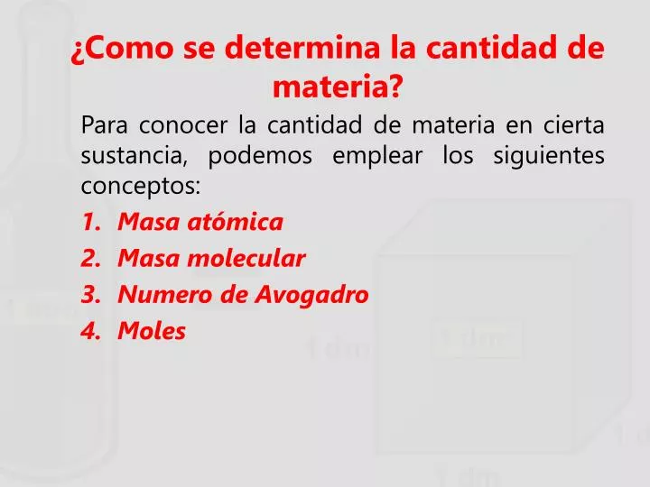 como se determina la cantidad de materia