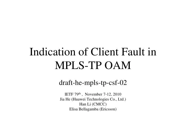 indication of client fault in mpls tp oam