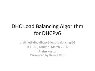 DHC Load Balancing Algorithm for DHCPv6