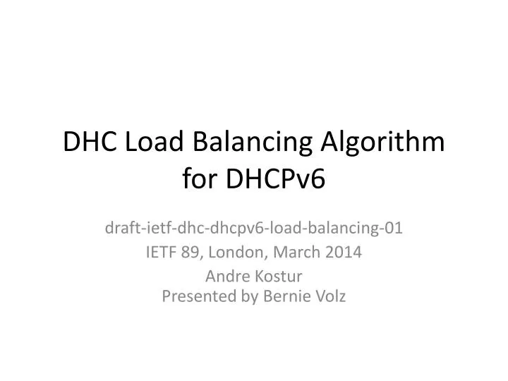 dhc load balancing algorithm for dhcpv6
