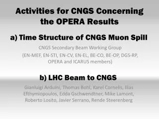Activities for CNGS Concerning the OPERA Results