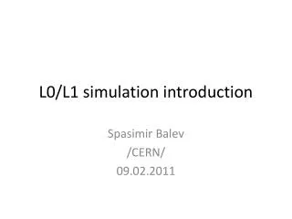 L0/L1 simulation introduction