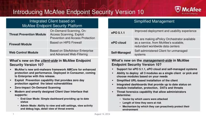 introducing mcafee endpoint security version 10