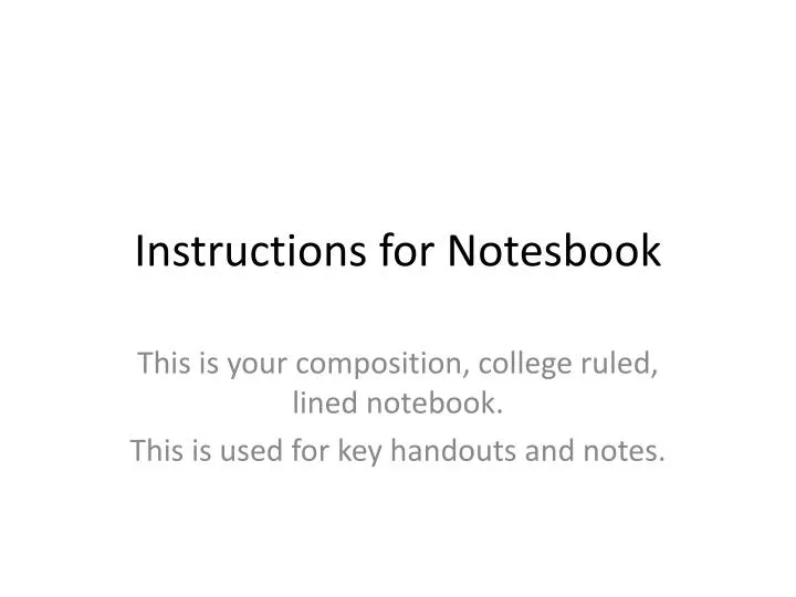 instructions for notesbook