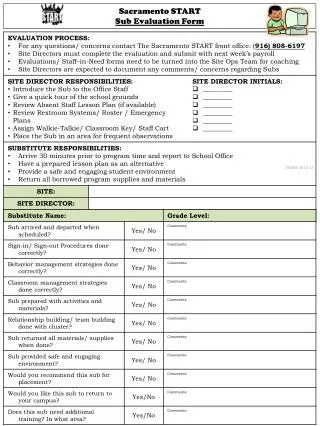 Sacramento START Sub Evaluation Form