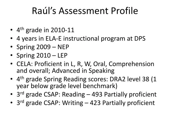 ra l s assessment profile