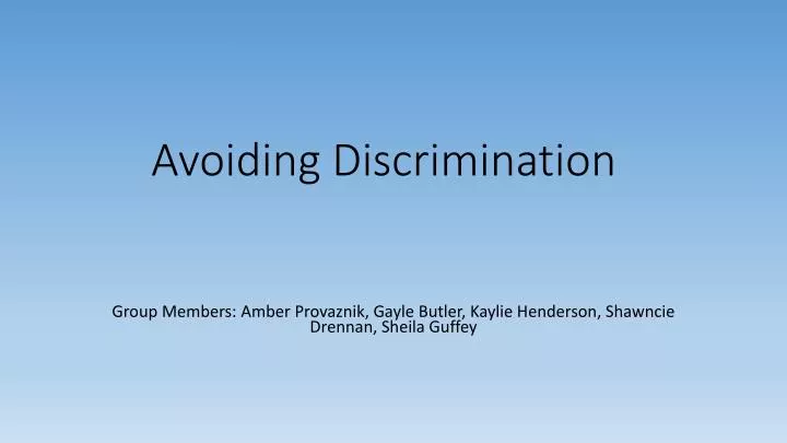 avoiding discrimination